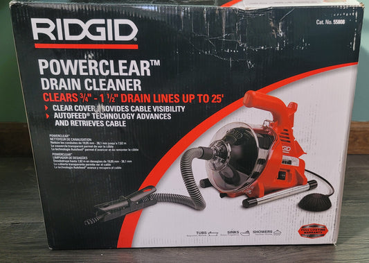 Ridgid 55808 PowerClear Drain Snake Cleaner Machine 120V for Tubs, Showers/Sinks