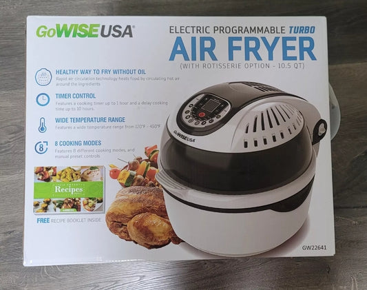 GoWISE USA 10.5-Quart 8-in-1 Electric Programmable Air Fryer Black (factory sealed)