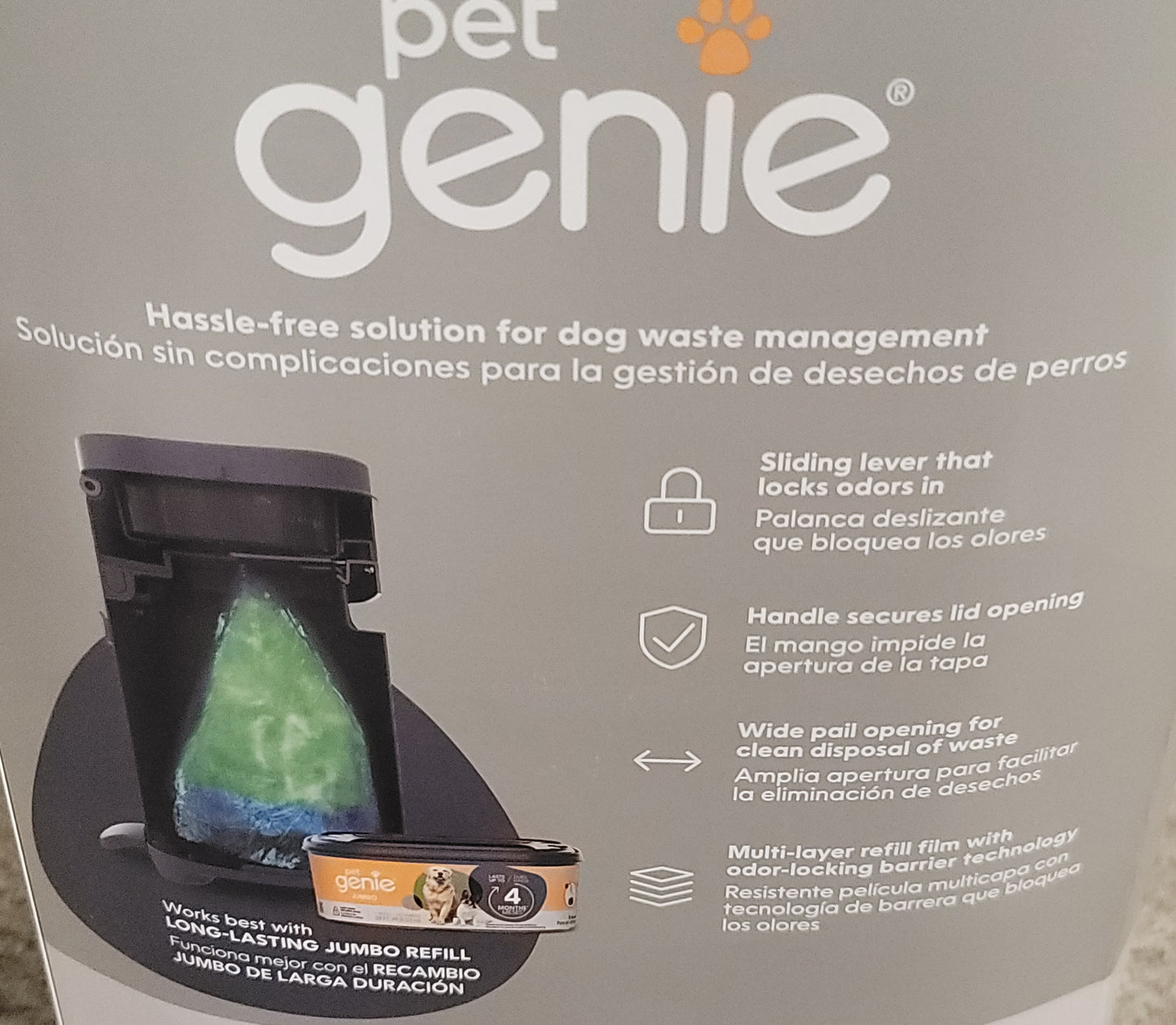 Pet Genie Pail Waste Container System - Gray
