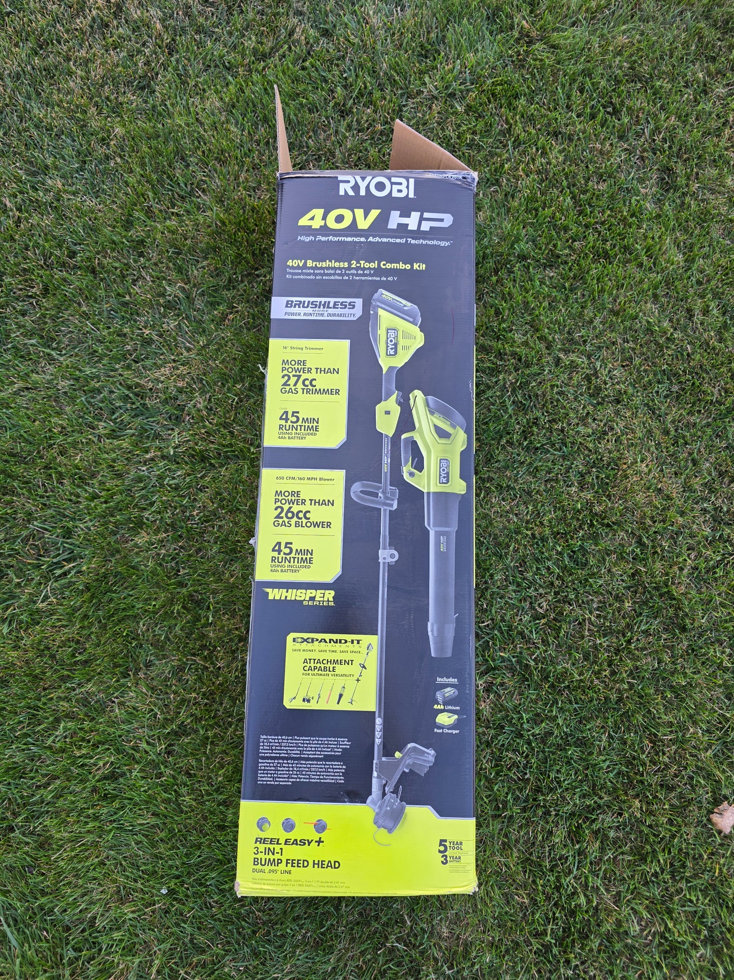 Ryobi 40V HP Leaf Blower & Trimmer Kit 650 CFM 160 MPH w/ Battery & Charger